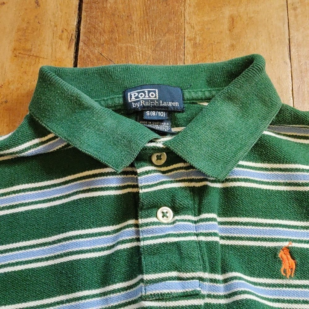 Polo Ralph Lauren Shirt Size 8 to 10 Long Sleeve Green Blue Spring Easter Cotton - Picture 5 of 7